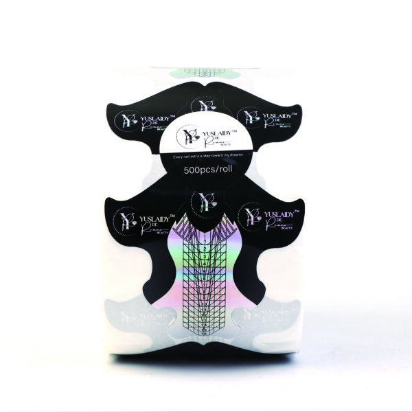 Professional Holographic Nail Forms, 500pcs Adhesive Reusable Forms for Acrylic and Gel Nail Extension